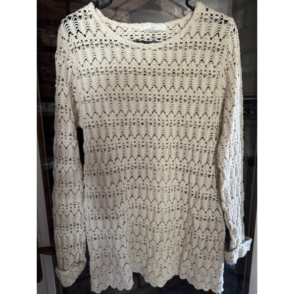 Vintage Nuggets Crocheted Top Womens Medium Flared Bottom Cuffed Sleeves